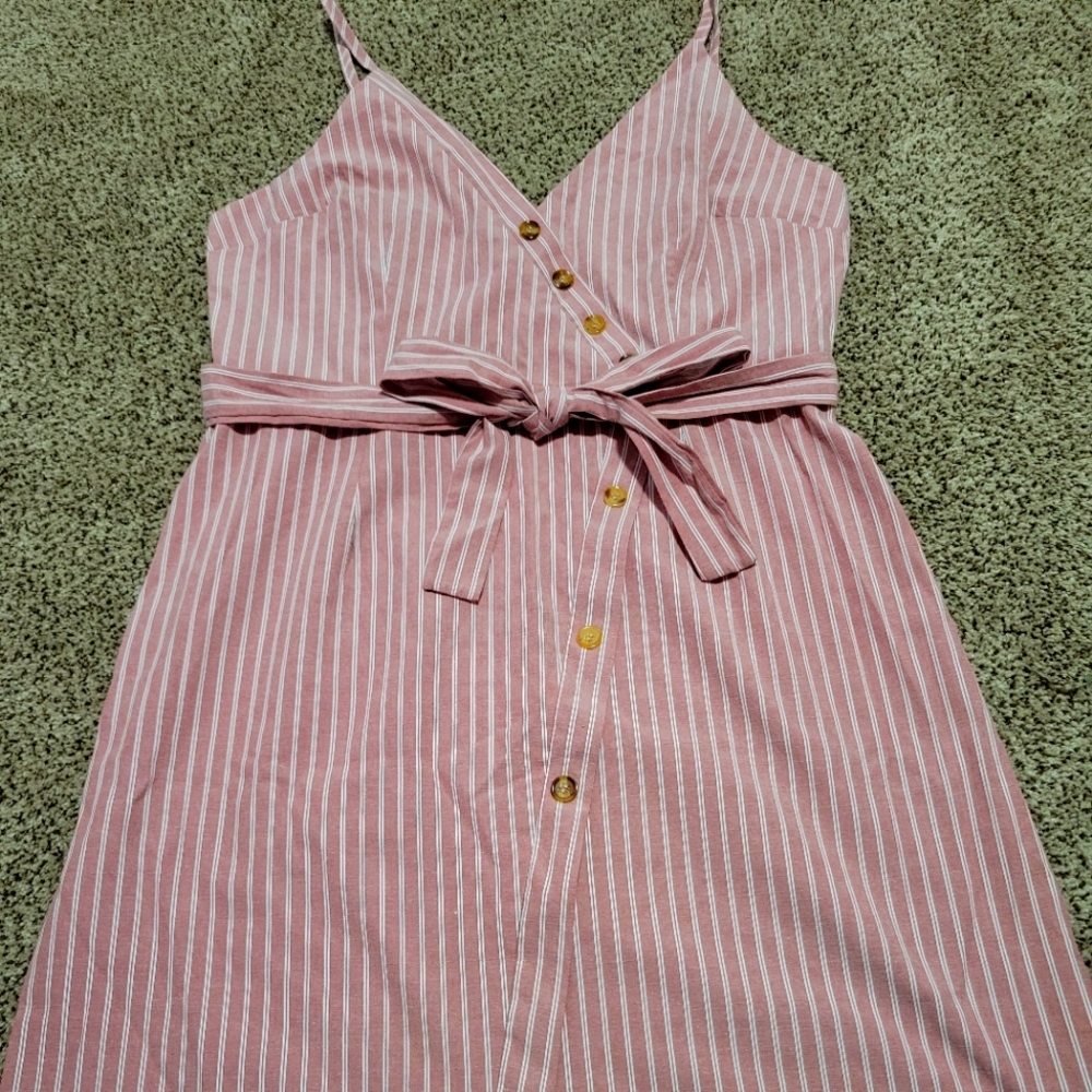 Striped Wrap Style Dress